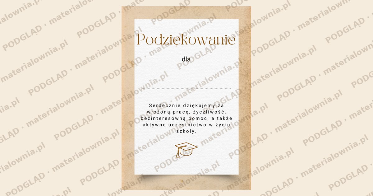 Podziękowanie dla rodziców – podgląd wzoru A4